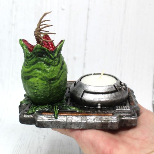 Alien Xenomorph Tea Light Holder with Facehugger emerging from egg on Nostromo Spaceship Tile